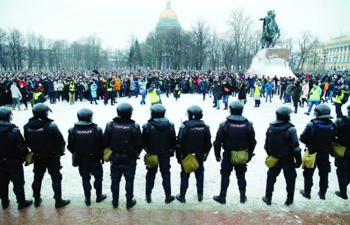 Protest against the jailing of Alexei Navalny