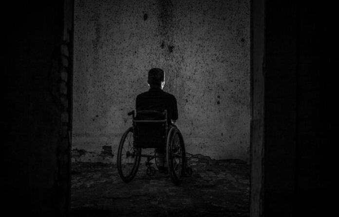 Handicap wheelchair man
