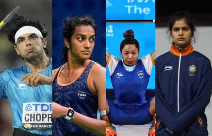 olympic meerabai chanu pv sindhu neeraj chopra manu bhaker