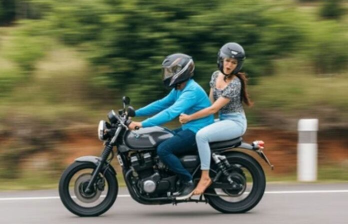 wearing helmet