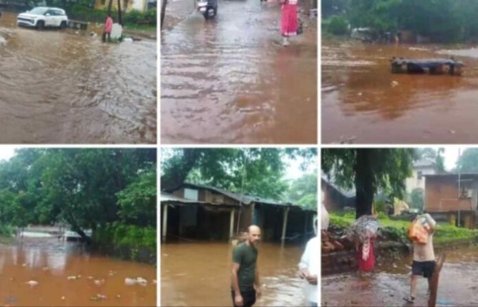 Heavy Rain Causes Floods and Landslides in Sangameshwar Taluka; Markets Submerged, Roads Blocked