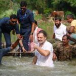 VIDEO – राहुल गांधींनी तलावात मारली उडी, मच्छिमारांसोबत पारंपारिक पद्धतीने केली मासेमारी