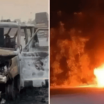 गुजरातमध्ये चालत्या रुग्णवाहिकेला भीषण आग, नवजात बाळासह चार जणांचा होरपळून मृत्यू