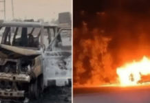 गुजरातमध्ये चालत्या रुग्णवाहिकेला भीषण आग, नवजात बाळासह चार जणांचा होरपळून मृत्यू