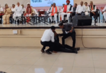 भाजपची असंवेदनशीलता; सुरक्षा रक्षक बेशुद्ध पडल्यानंतरही जेपी नड्डांचे भाषण सुरुच; इतर नेत्यांनीही केलं दुर्लक्ष, व्हिडीओ व्हायरल