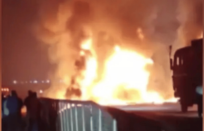 9 killed as private bus catches fire after truck collision in karnataka