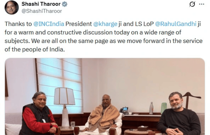 shashi-tharoor-meets-rahul-gandhi-kharge-parliament-no-rift-congress