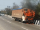 कंटेनरमधील आगीमुळे एक्प्रेसवेवरील वाहतूक विस्कळीत Traffic on Mumbai-Pune Expressway was disrupted near Khandala after a container's cabin caught fire on Monday morning. No casualties reported
