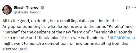 shashi tharoor x post