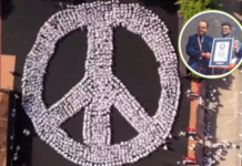 चंद्रपुरात एकाच महिन्यात दुसरा विश्वविक्रम, विद्यार्थ्यांनी साकारले शांती प्रतिकाचे चिन्ह; गिनीज वर्ल्ड रेकॉर्डमध्ये नोंद