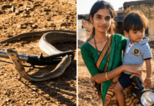 आईचं काळीज ते आईचंच! नागावरून उडी मारत पोटच्या गोळ्याचे प्राण वाचवले