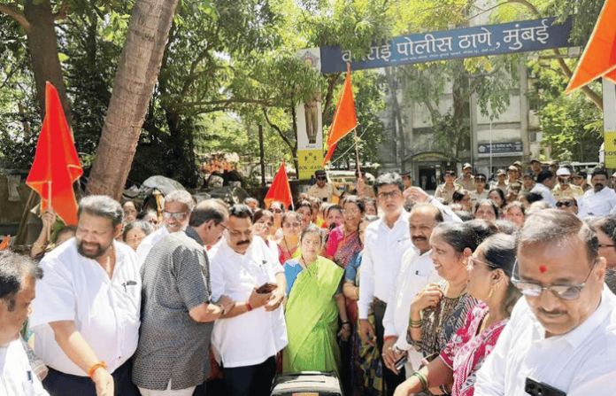 nesco party shivsena protest