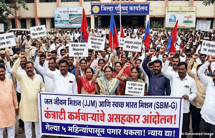 पगाराविना विकास कसा? जेजेएम-एसबीएम कर्मचार्‍यांचा सवाल; महिनोनमहिने वेतन थकले; राज्यभर असहकार आंदोलन, धरण्याचा इशारा