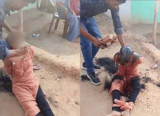 चारित्र्याच्या संशयावरून पतीकडून पत्नीला बेदम मारहाण; मुलांसमोरच मुंडन करून तोंडाला काळे फासले, अमानुष घटनेचा व्हिडीओ व्हायरल