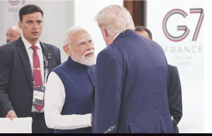 g7-summit-pm-modi-donald-trump-only-shake-hands-no-hug-amid-strait-of-hormuz-tension