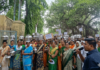 वाणगावातील महिला रस्त्यावर, पाण्याने तुडुंब भरलेल्या साखरे धरणावर तहानलेल्या गावकऱ्यांचा हंडा मोर्चा