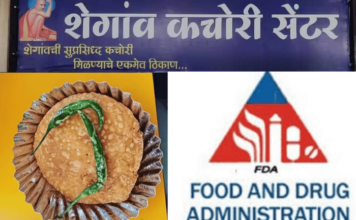 शेगांव कचोरी सेंटरवर अन्न व औषध प्रशासनाचा छापा, कच्च्या मालाचे नमुने तपासणीसाठी पाठवले