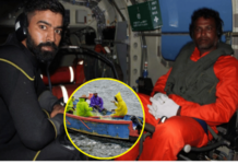 विशाखापट्टणम किनाऱ्याजवळ अडकलेल्या मच्छिमाराची नौदलाकडून हेलिकॉप्टरद्वारे सुटका