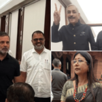 काँग्रेसचे खासदार काळे कपडे घालून संसदेत दाखल, राहुल गांधी आणि प्रियांका गांधी यांच्या अटकेचा तीव्र निषेध