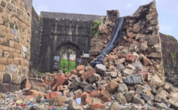 Ratnagiri News – हर्णेच्या गोवा किल्ल्याची नव्याने उभारलेली तटबंदी कोसळल्याने शिवप्रेमींमध्ये संताप