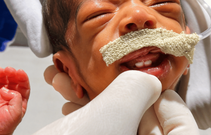 new born bay with teeth