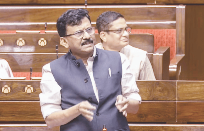 sanjay-raut-rajya-sabha-speech-targets-amit-shah-lapata-home-minister-remark-paper-leak-bill