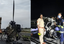समृद्धी महामार्गावर भीषण अपघात; ट्रकच्या धडकेनंतर कारने पेट घेतला, सहा जणांचा होरपळून मृत्यू