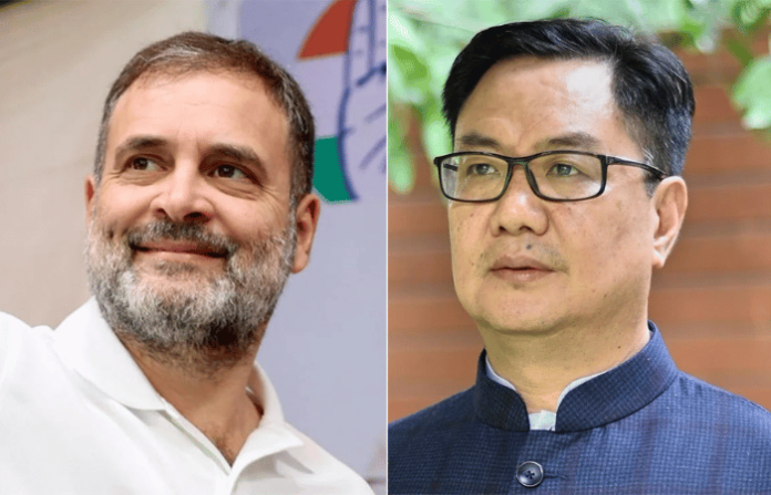 kiren-rijiju-meets-rahul-gandhi-to-break-parliament-deadlock-lok-sabha-adjourned