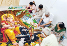 ‘साबुदाणा रांगोळी’तून साकारला बाप्पा