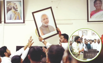शिवरायांच्या शेजारचा मोदींचा फोटो हटवला! अमित ठाकरे यांच्यासह 25 जणांवर गुन्हा