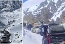 आदि कैलासमध्ये बर्फवृष्टीचा कहर; 14,500 फूट उंचीवर वाहनांच्या लांबच लांब रांगा
