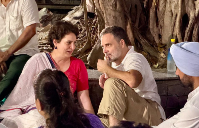 rahul and priyanka gandhi at aakashwani bhavan