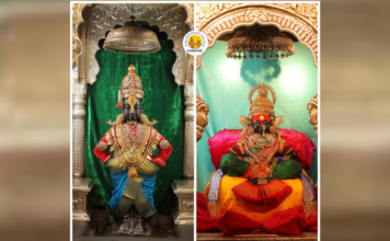 नवरात्र महोत्सव- सहावी माळ; श्री विठ्ठलास अलंकार, रूक्मिणी मातेस पारंपरिक कमलादेवी पोषाखासह अलंकार परिधान